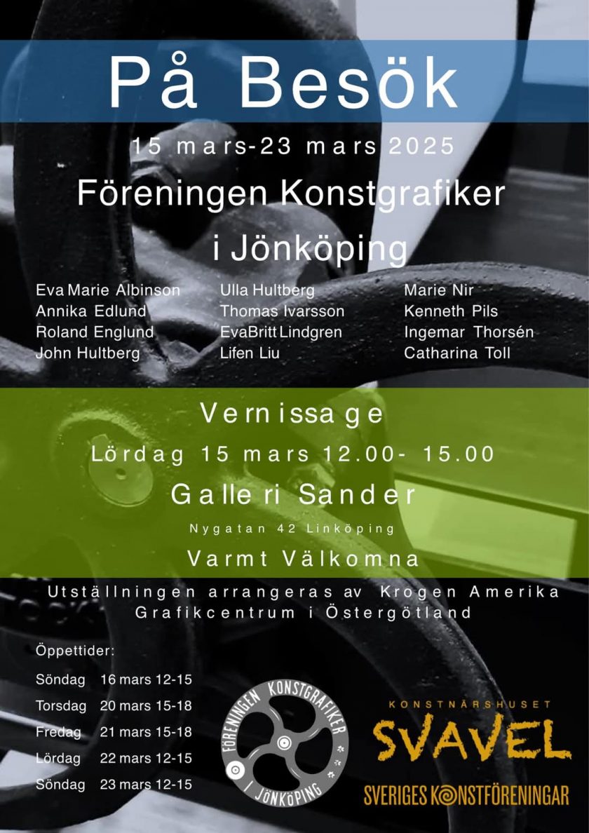 Föreningen Konstgrafikerna i Jönköping ställer ut på Galleri Sander Linköping